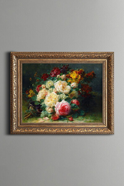 epiqart A Bouquet of Cabbage Roses - Vintage Pattern Frame