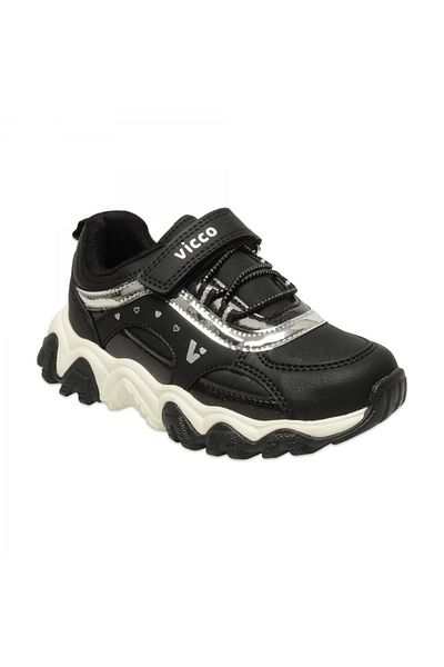 Vicco Dream Filet Black White Kids Sports Shoes Glitter Outdoor