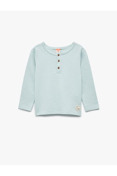 Koton Cotton Long Sleeve Button T-Shirt