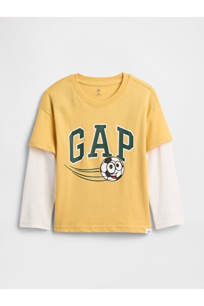 GAP Erkek Bebek Sarı Grafik Baskılı T-Shirt