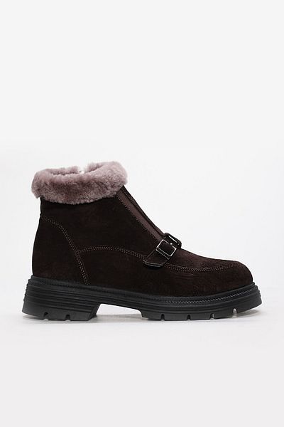 FAST STEP Genuine Leather & Fur Women's Classic Boots 217Kza789-34