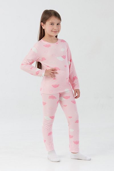 Fulla Moda Cloud Patterned Suede Girls' Pajama Set