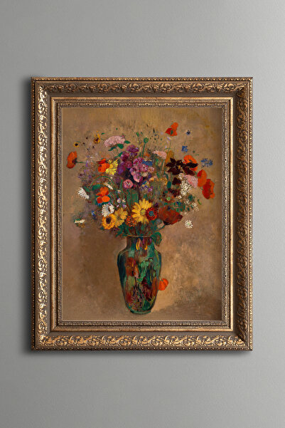 epiqart Large Wild Flower Bouquet - Vintage Patterned Frame