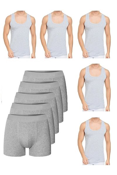 Hipatya 10 Piece Undershirt and Boxer Set Economical Package 5 Boxers 5 Undershirts