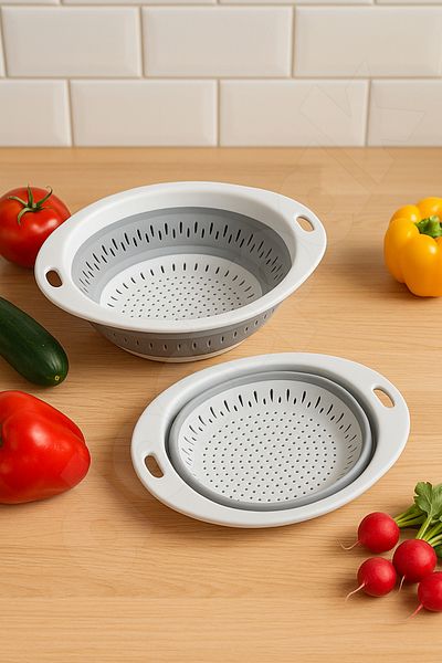 Destpak Space-Saving Folding Practical Strainer - Accordion Strainer - Oval Foldable Strainer