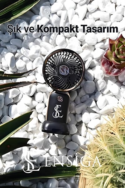 EN SİGA Mini Fan Masa Ve El Fanı Vantilatörü Şarjlı ve Telefon Standlı