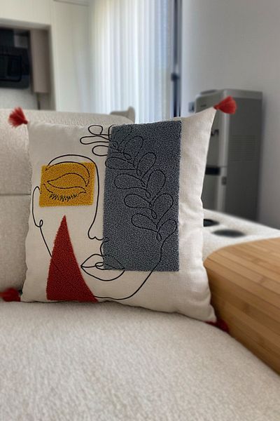 Canestar Punch Embroidered Decorative Stylish Design - Pillow Case Punch (Panç) Throw Pillow Case