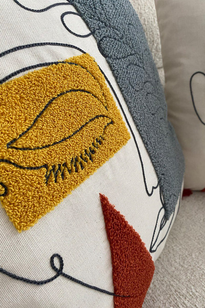 Canestar Punch Embroidered Decorative Stylish Design - Pillow Case Punch (Panç) Throw Pillow Case