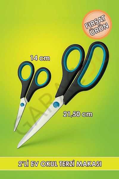 garaccu Stainless Steel 2-Piece Scissors Set Home Kitchen School Tailor's Scissors, Large Scissors 21.5 cm Small Scissors 14 cm