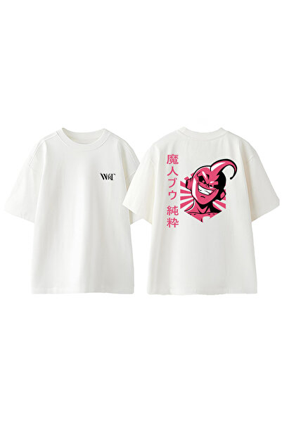 THEWERT Kid Buu 1 Σχέδιο με Εκτύπωση στην Πλάτη Λευκό Oversize T-shirt από Βα...