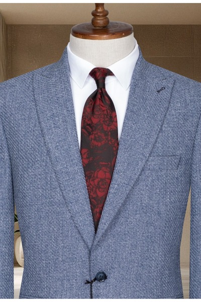 MODA DİNA Mavi Italyan Stil Slim Fit Klasik Erkek Blazer Ceket