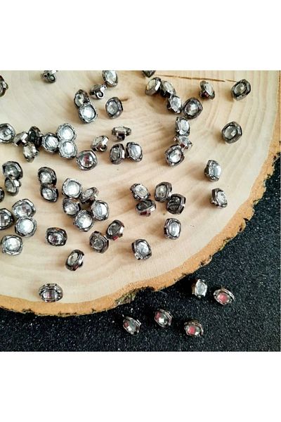 canan dizayn 12 mm Metallized Stone Button Black Nickel (15 Pcs)