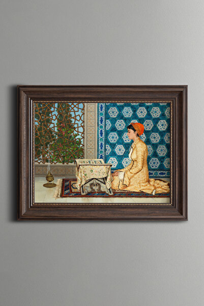 epiqart Kuran Okuyan Kız - Vintage Desenli Çerçeve