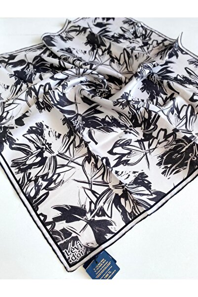 Levidor Eșarfă Tivil din mătase pură 49696 alb cu model mixt