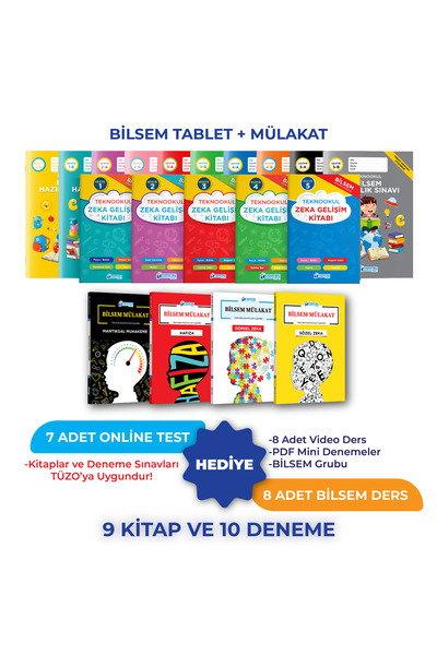 Teknookul Yayınları Tüm Sınıflar İçin Bilsem Sınavı Hazırlık Seviye 1-2-3-4-5 ve Bilsem Hazırlık Mülakat Seti