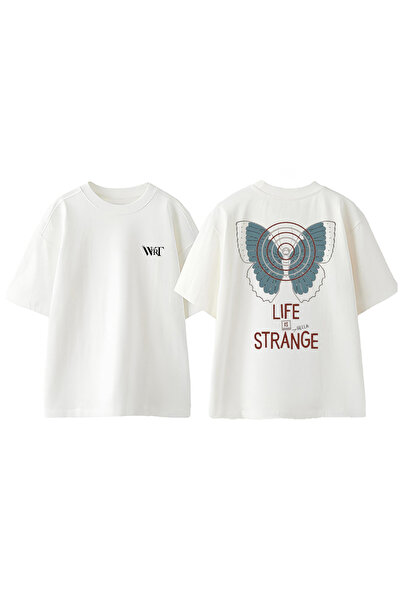 THEWERT Tricou oversize alb din bumbac cu imprimeu pe spate Life Is Strange 3