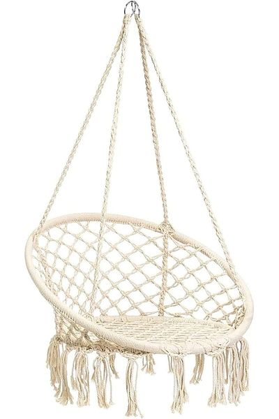 SKY TOUCH SKY-TOUCH Hanging Hammock Chair, Comfortable Sturdy Macrame Hanging Swing Chair, Knitted by Cotton R