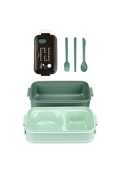 Cozy Nest Bento Lunch Box for Adults & Kids 2 Compartments and Divider with Cutlery Set for School & Work