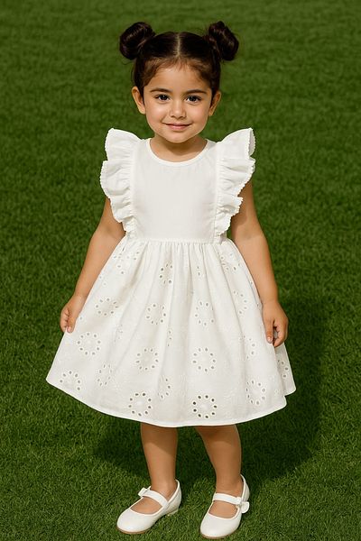 Fulla Moda Lace Sleeves Ruffled Girl's Dress