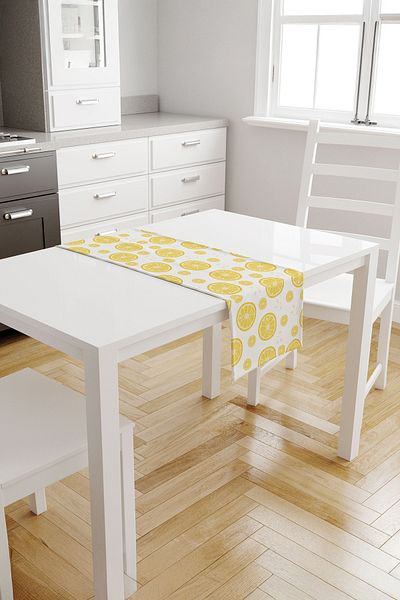 ASDİVA Limora Ring Slice Lemon Patterned Runner - Yellow/White 40X140 cm