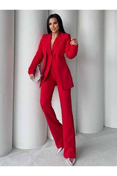 bykadriyeyılmaz Monke Yelek Görünümlü Takım Kırmızı