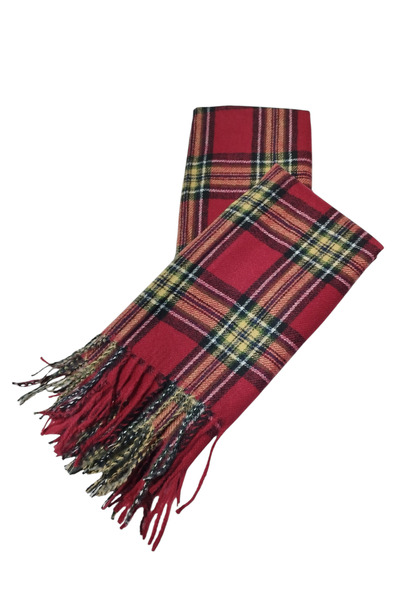 Cesicey Burgundy Green Yellow Plaid Winter Soft Shawl (70*180)