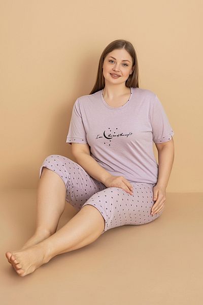 Fulla Moda Set pijamale Capri de mărime mare cu modele de stele