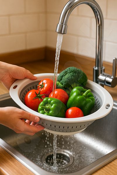 Destpak Space-Saving Folding Practical Strainer - Accordion Strainer - Oval Foldable Strainer