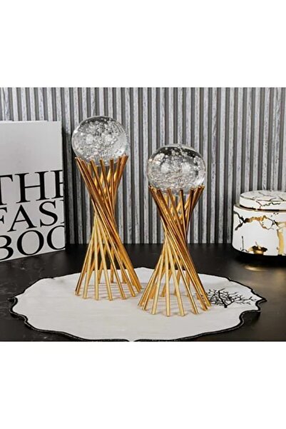 EMFA HOME 2'li Çapraz küre Ayak 2'li LÜKS Set Köpüklü Kıristal 25cm 30cm