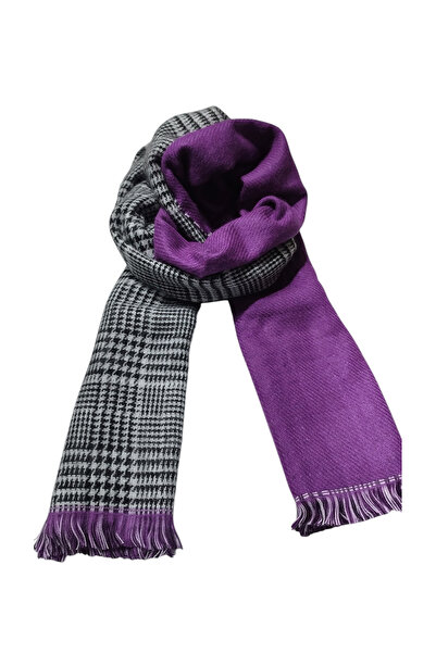 Cesicey Dark Purple Houndstooth Pattern Reversible Winter Shawl