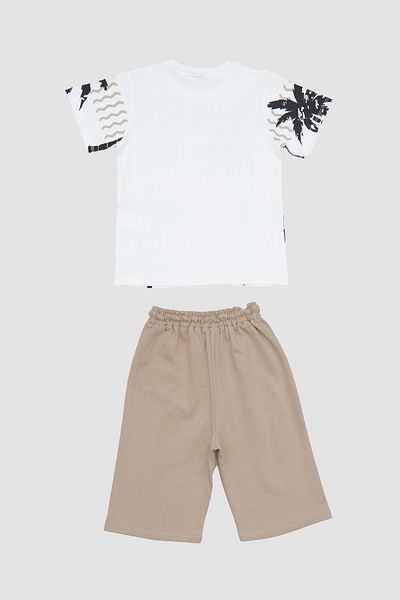 Fulla Moda Palm Printed Capri Boy's Suit