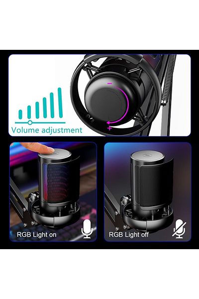 Shopi ميكروفون مكثف USB لأجهزة الكمبيوتر للألعاب من MUNTAQI