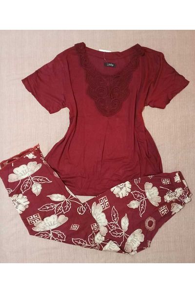 WESHA Women's Short Sleeve Soft Textured Pajama Set
