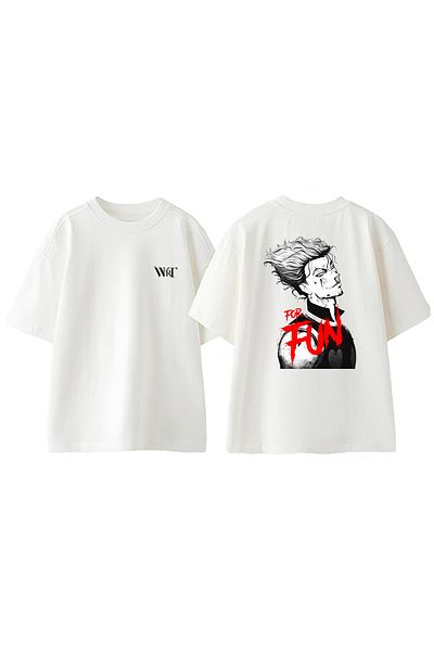 THEWERT Hunter Hunter for Fun Design Back Printed Cotton White Oversize T-Shirt