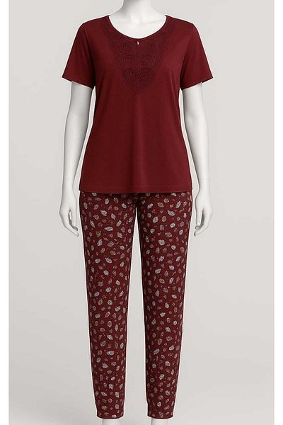 WESHA Women's Short Sleeve Soft Textured Pajama Set