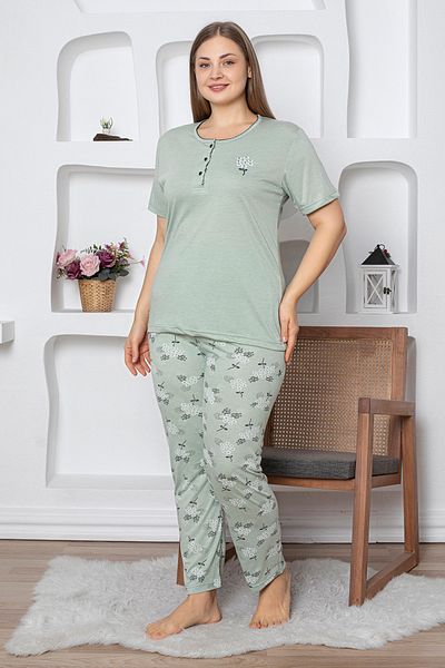 Fulla Moda Daisy Patterned Patterned Large Size Pajama Set