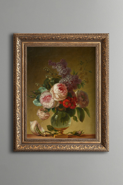epiqart Floral Still Life - Vintage Patterned Frame