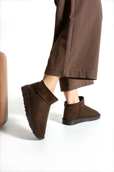 Mode Cool Mini Suede Ankle Boots with Furry Inside Flat Sole Women's Shoes