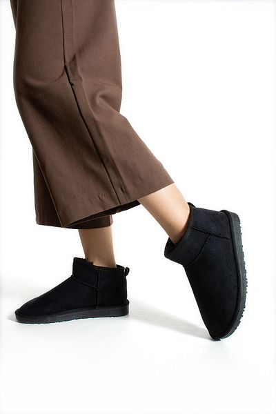 Mode Cool Mini Suede Ankle Boots with Furry Inside Flat Sole Women's Shoes