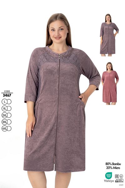 ROMEO LİFE Women's Plus Size Bamboo Micro Fabric Zippered Stylish Velvet Dress 3467