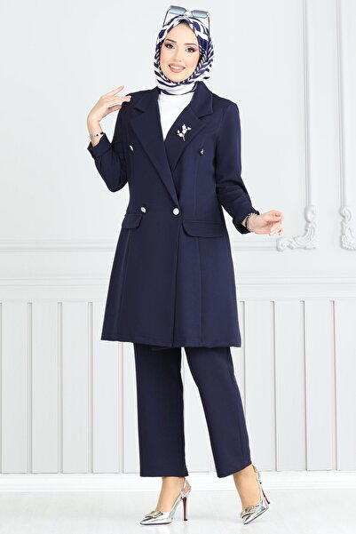 ModaMerve Kruvaze Yaka Ceketli Takım 2626SL432-MS Laci