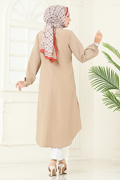 ModaMerve Yandan Yırtmaçlı Terikoton Tunik 4109PM271-MS Vizyon