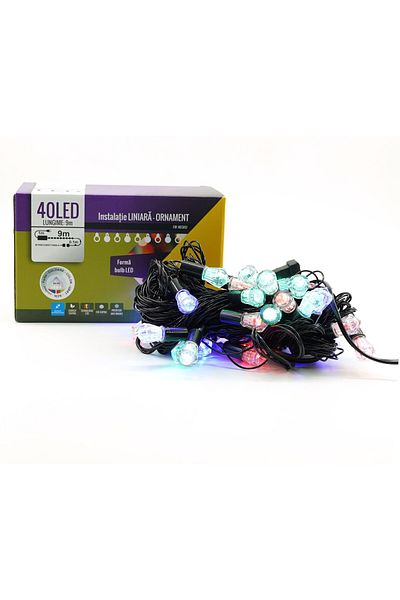 Teo Linear Christmas Installation RGRB Yoto, 10 m, of which 1 m Extension 220V, 40 LED, Diamond Model