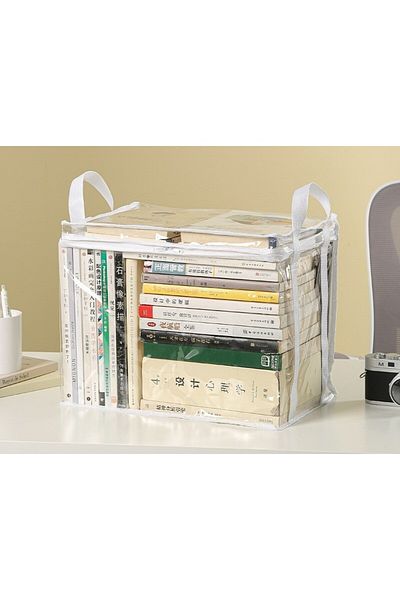 Teo Cutie de Depozitare, , din PVC + Textil, Rezistenta la Apa, Geanta pentru Carti, 38x24x32 cm, Transp