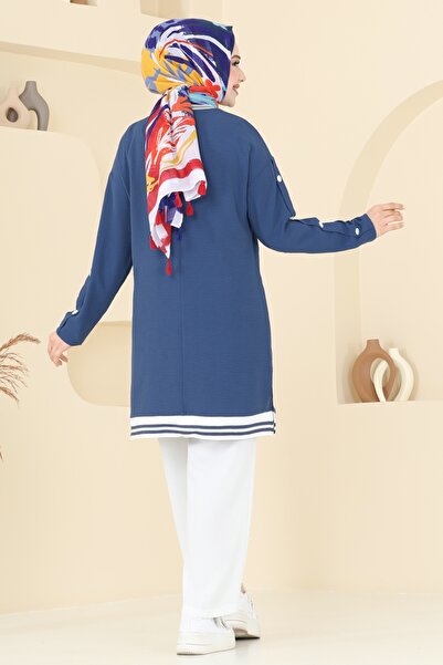 ModaMerve Aksesuar Düğmeli Aerobin Takım 2623SL432-MS İndigo&Ekru
