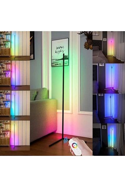Shopi Smart RGB Floor Lamp, Corner LED Ambient Lamp, Modern Color Changing and Dimmable Lamp, Black with U