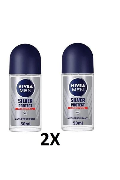 NIVEA NIVEA MEN Anti-perspirant Roll-On Silver Protect - 50 ml, 2 Pack