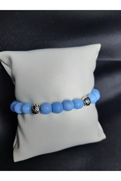 MRYart Blue Glass Bead Design Necklace and Bracelet Set