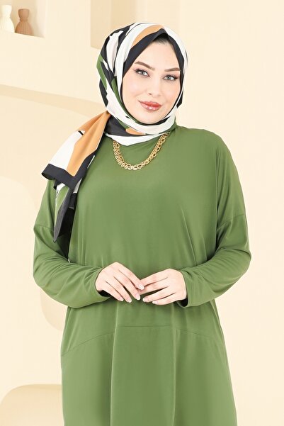 ModaMerve Asimetrik Kesim Sandy Takım 5095UZ662-MS Yağ Yeşili
