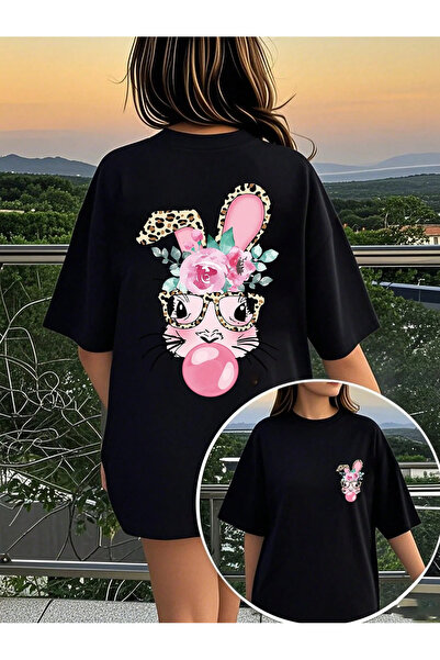 SVART WEAR Tavşan Leopard Digital με τύπωμα 100% βαμβάκι oversized Μπλουζάκι ...